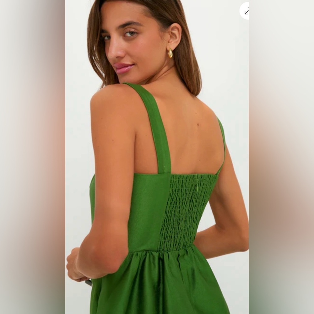 Tuckernuck Green Dupioni Esme Dress Midi Sleeveless NWT Xs - Picture 5 of 10